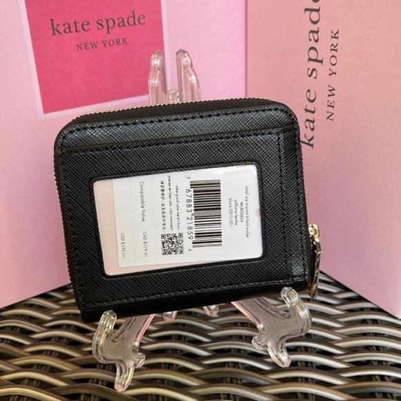 Kate Spade Staci Small Zip Around Bifold Wallet Black - Picture 7 of 15